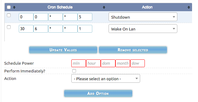 PowerManagement CRON Example